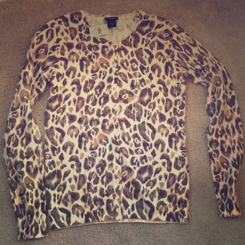 ANN TAYLOR button up cardigan animal print SIZE SM